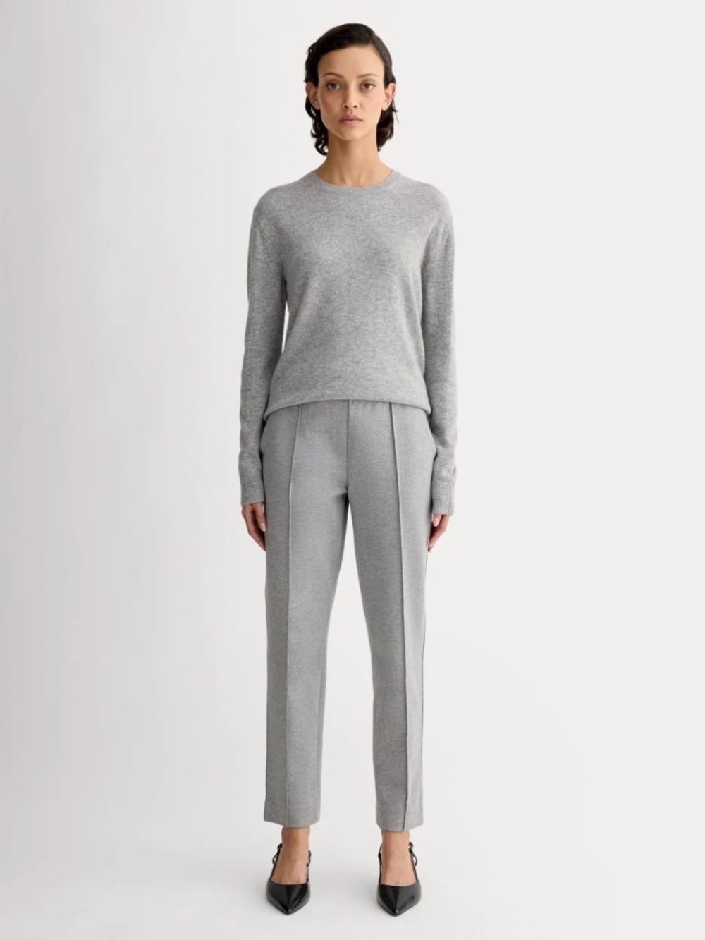 Everlane Dream Pant Heather Gray with Tapered Leg